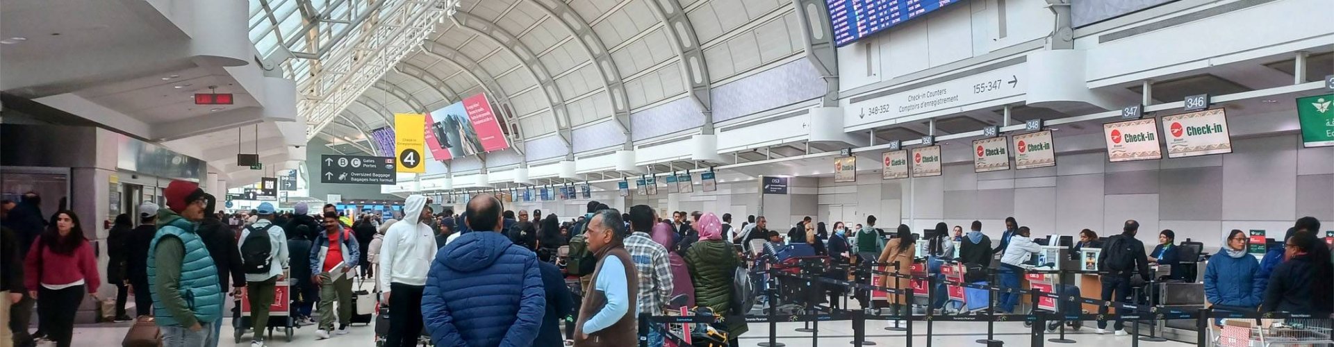Toronto city skyline near the airport at dusk