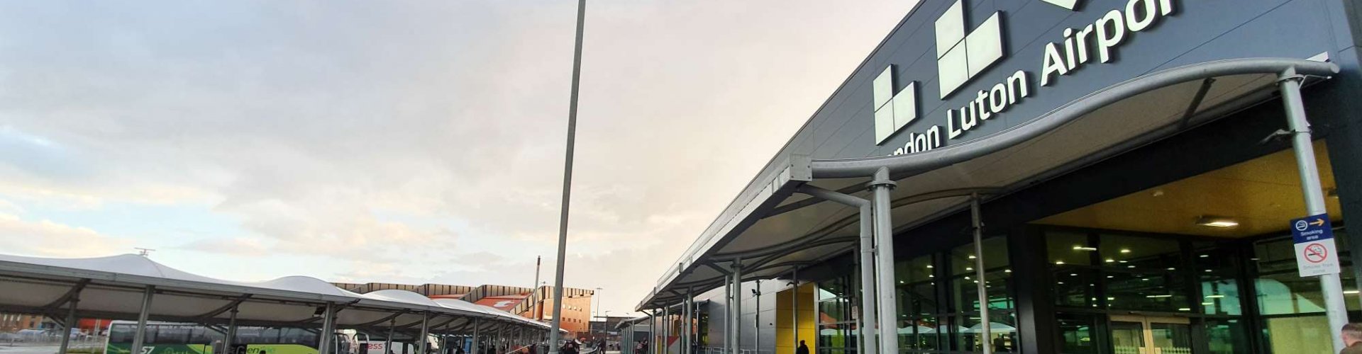 Hotel exterior near Luton Airport at sunset