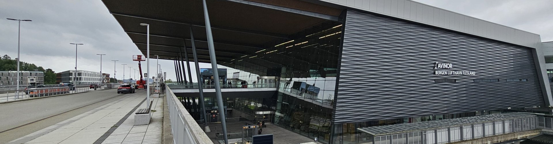 Sunset view from Bergen Airport hotel rooftop