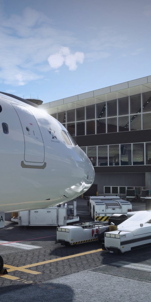 Hotel shuttle outside Christchurch Intl Airport, NZ