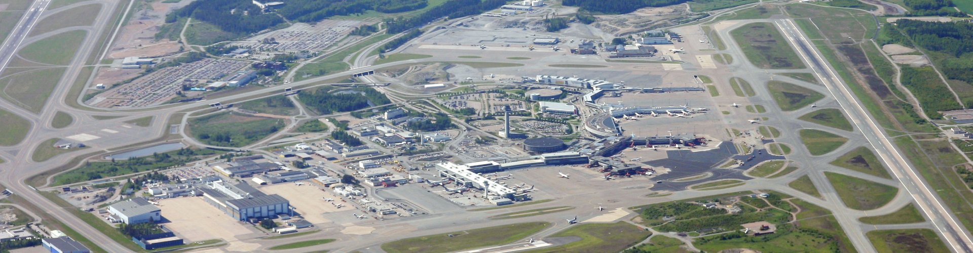 View of Arlanda Airport with hotel nearby