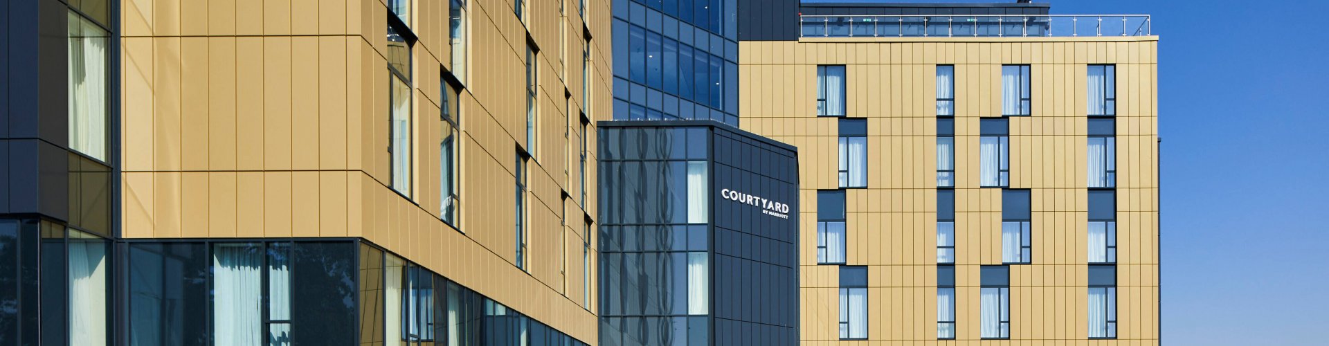 Evening view of Heathrow Airport hotel exterior